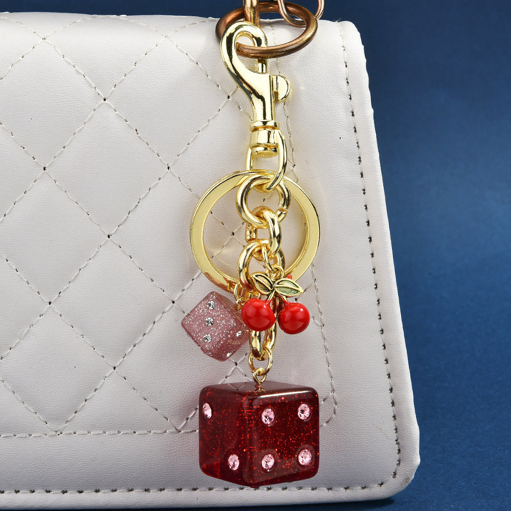 Retro Dice Cherry Keychain