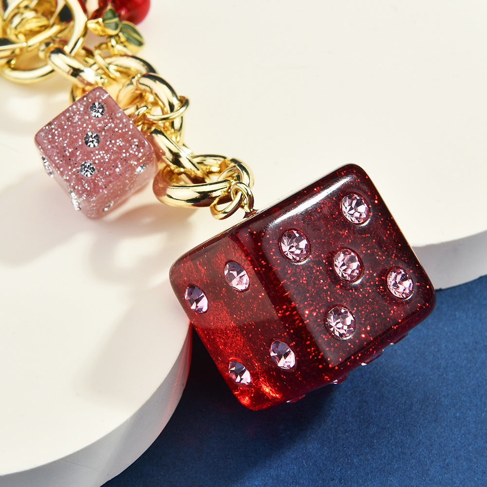 Retro Dice Cherry Keychain