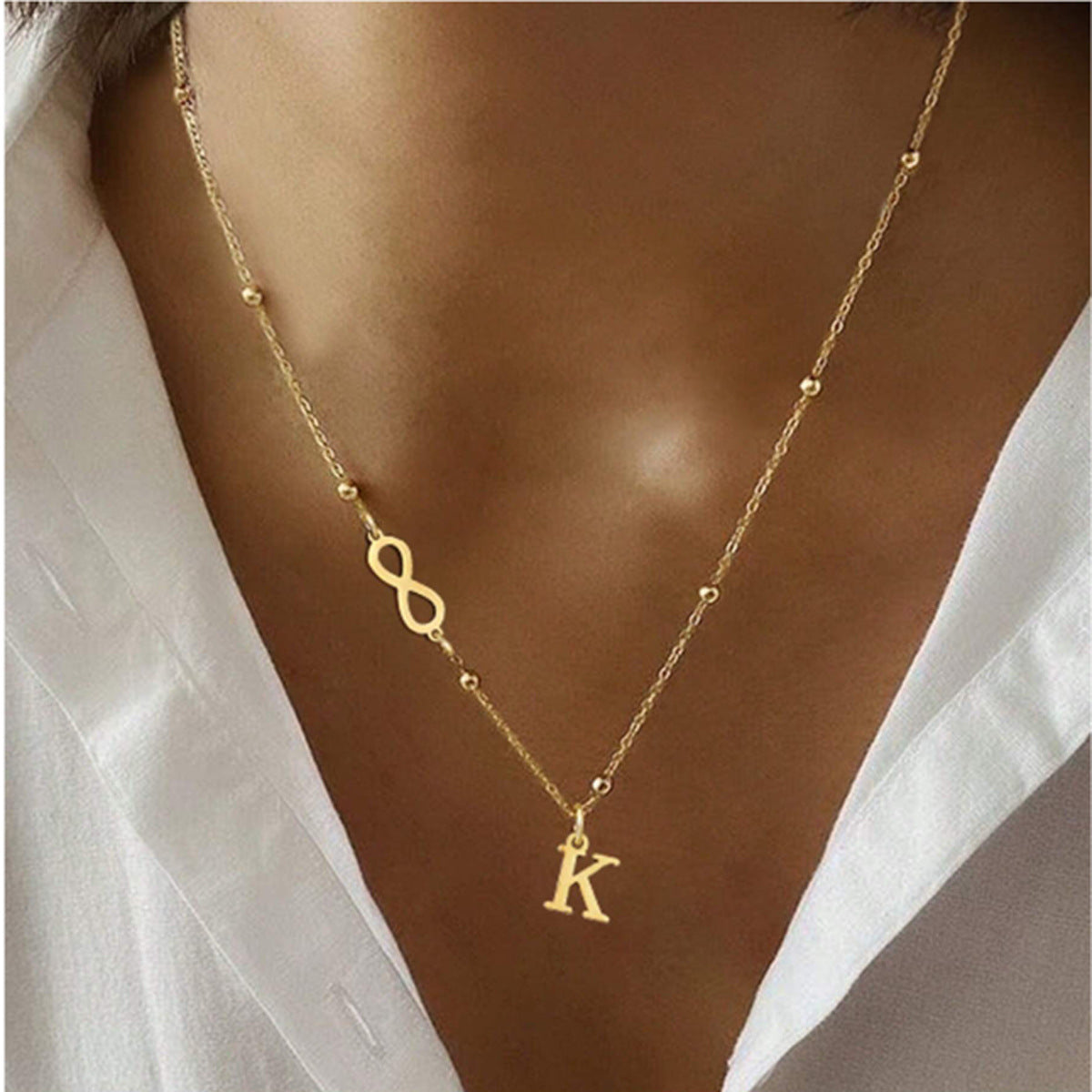 Custom Letter Necklace With Infinity