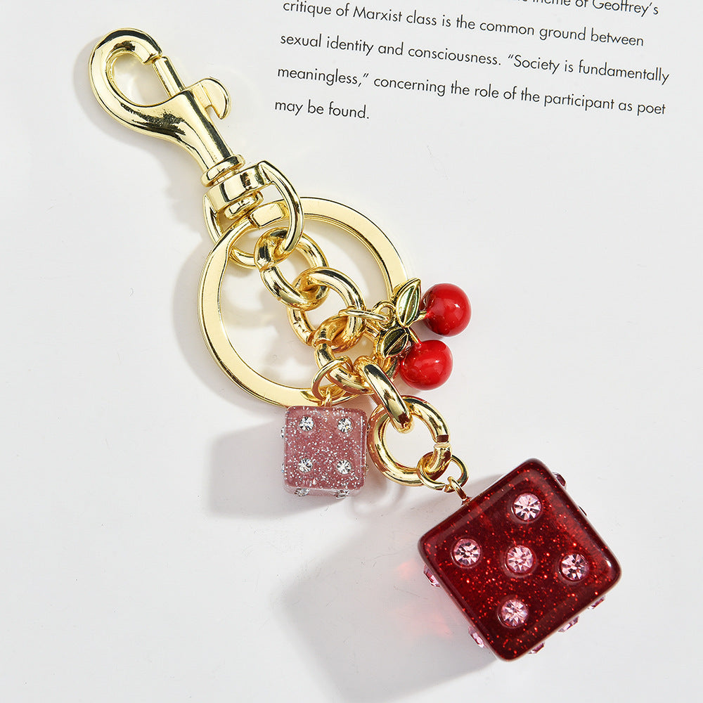 Retro Dice Cherry Keychain