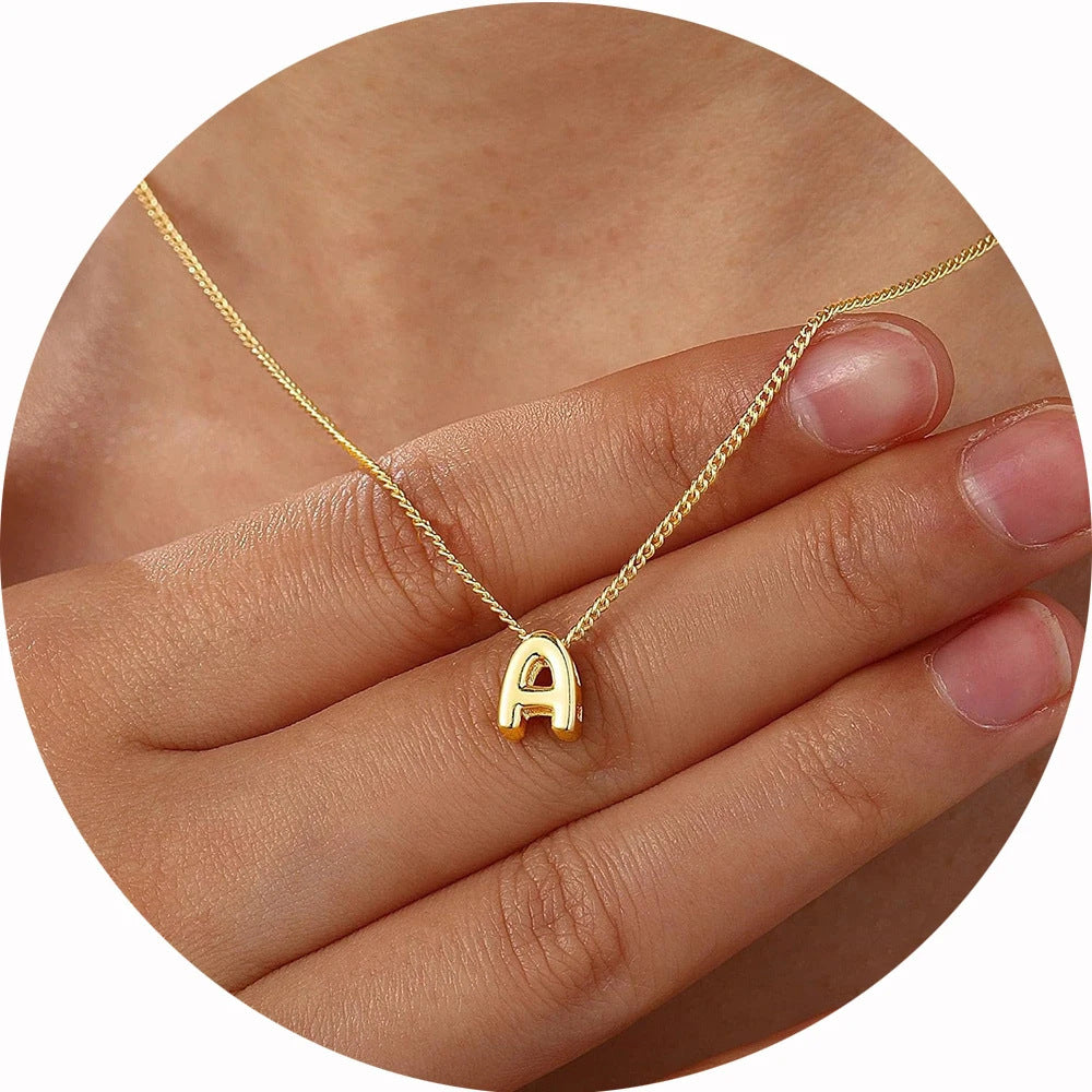 Gold Letter Necklace 14k