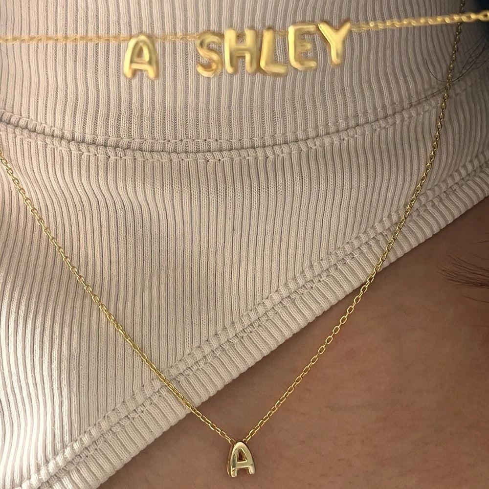Gold Letter Necklace 14k