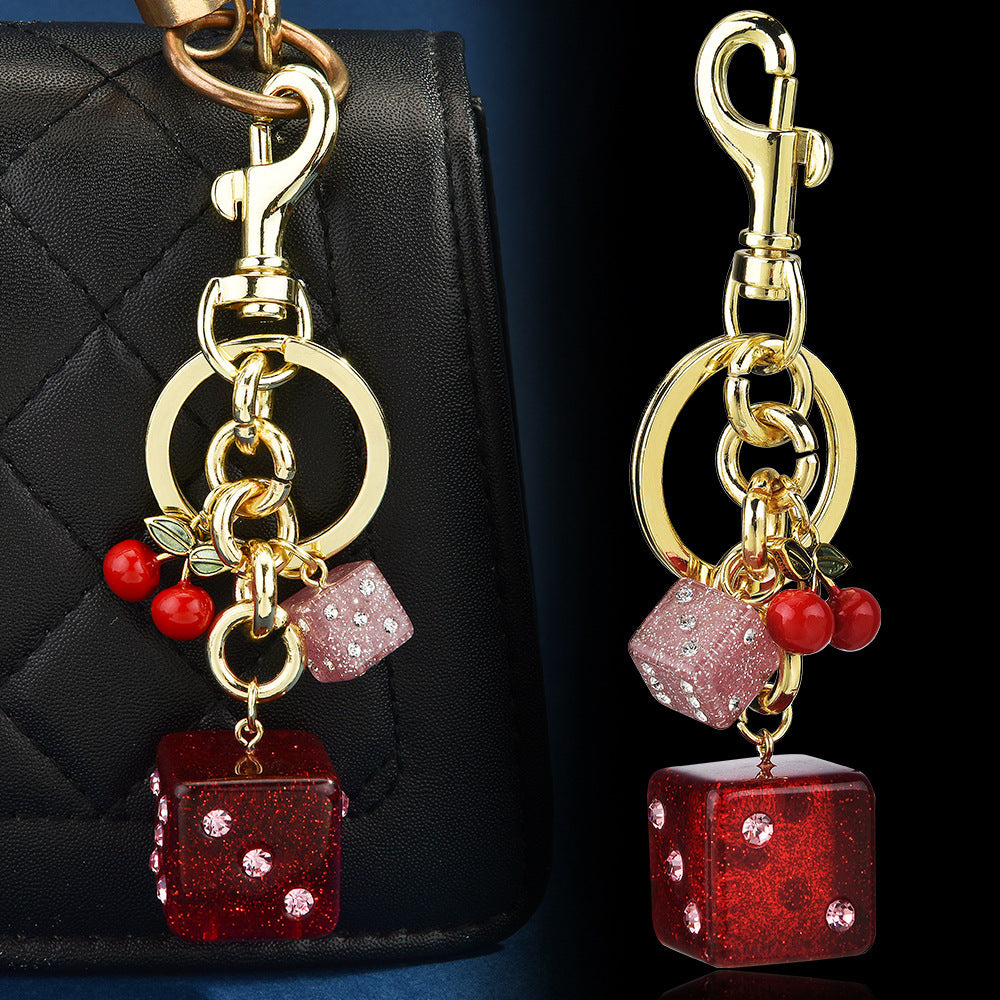 Retro Dice Cherry Keychain