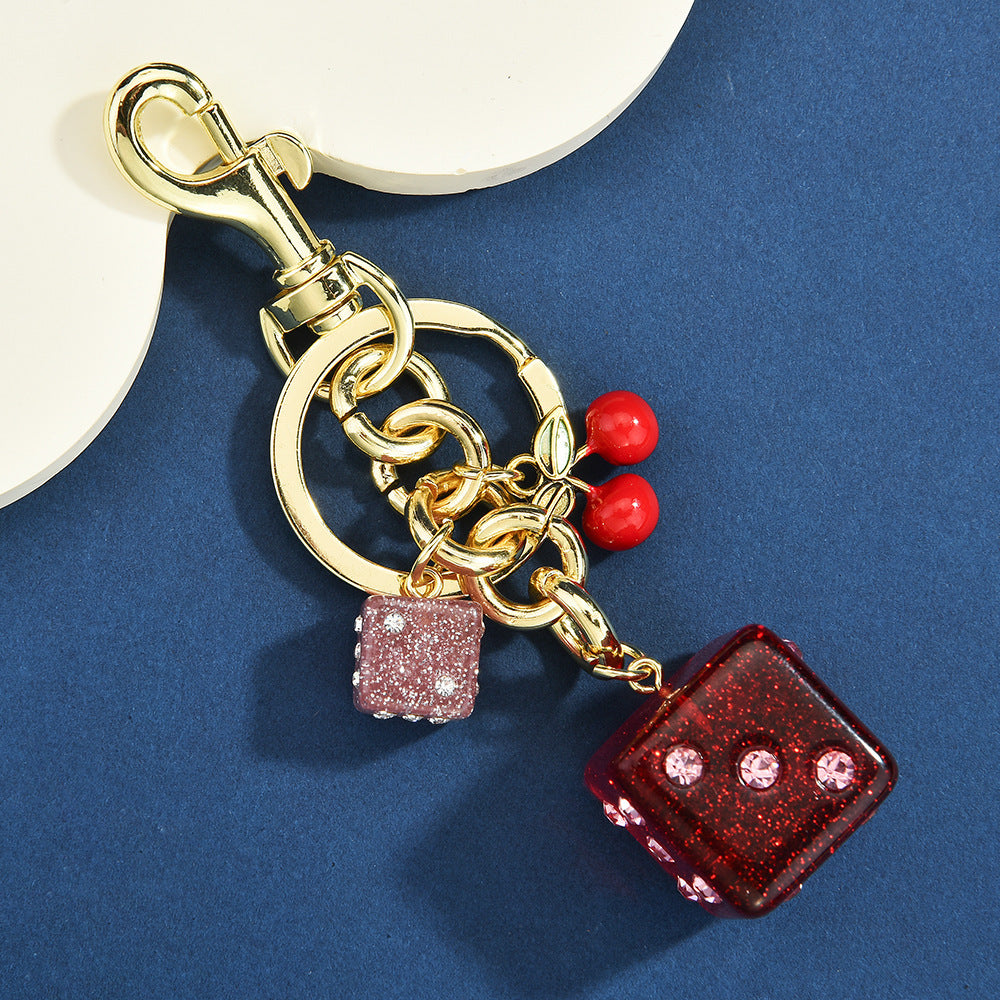 Retro Dice Cherry Keychain